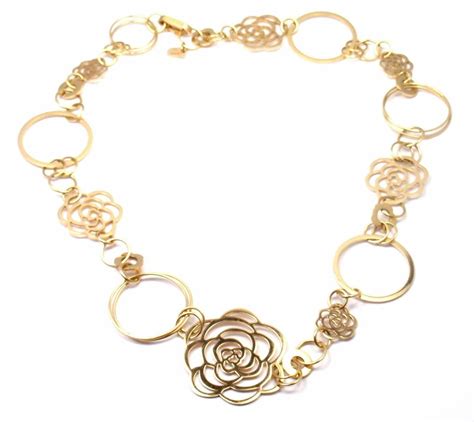 chanel gold flower necklace|Chanel camellia flower necklace.